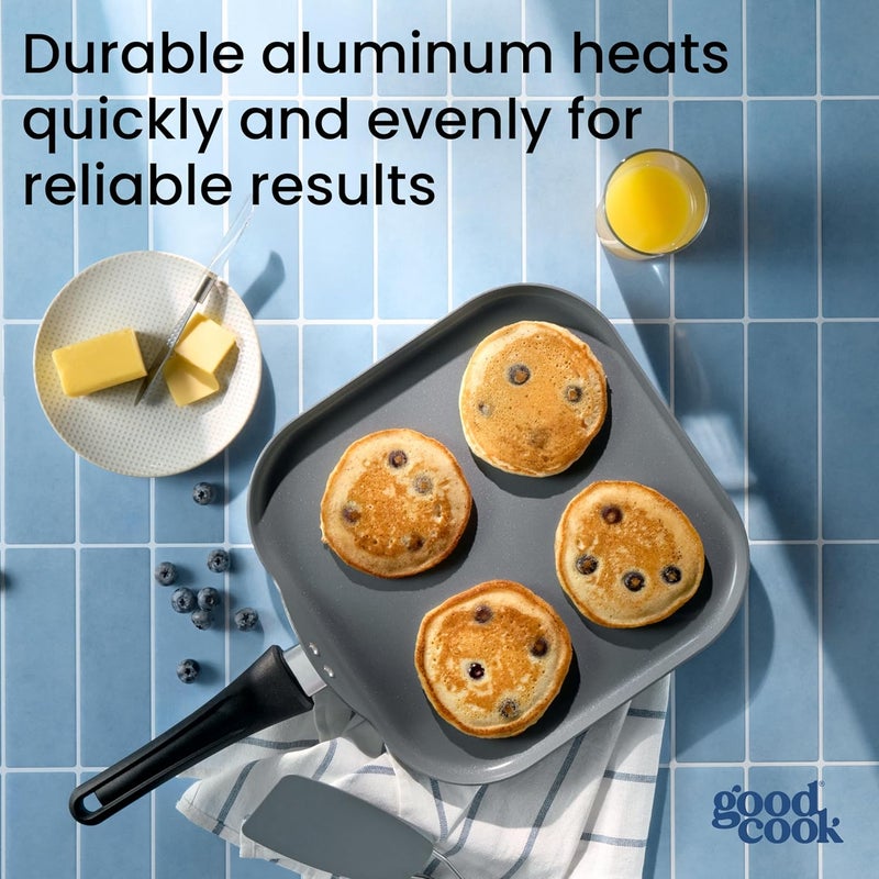 GoodCook Everyday Griddle Pan Ceramic Nonstick Aluminum Construction for Even Heating Non-Toxic PTFE & PFOA Free, 11-Inch, Black - Image 3